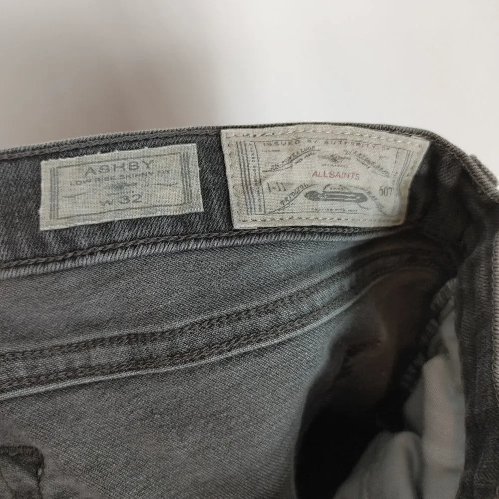ALL SAINTS ASHBY Low-Rise Skinny Fit Denim Jeans Grey/Heathered Black WMNS Sz 32